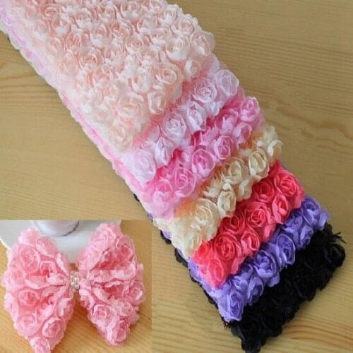 Free shipping 5yard/pack Diy 3D 6 ROLLS rose chiffon Rose laciness lace trim accessories materials headdress fabric