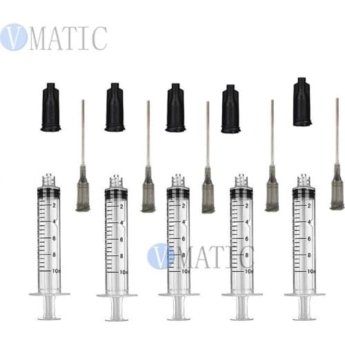 Free Shipping Liquid Dispensing Syringes Luer Lock Syringe 10ml/cc + 16G 1'' Needle Tips & Black Syringe Caps