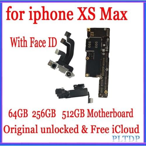Free iCloud 100% Original For iPhone XS Max Motherboard With Face ID Single/ Double Card, Unlocked Main Logic Board