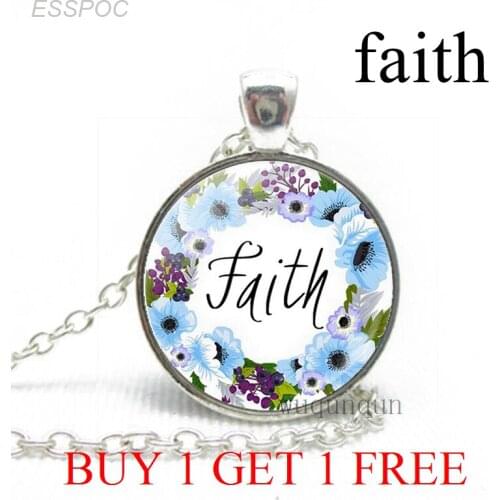 Faith Bible Verse Inspirational Quote Fashion Necklace Glass Dome Jewelry Christian Pendant Women Lover Friends Sisters Gifts