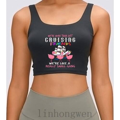 Were More Than Just Cruising Friends Flamingo Women Tank Top Standard Crew Neck Design Summer Style Humor Vintage Crop Top