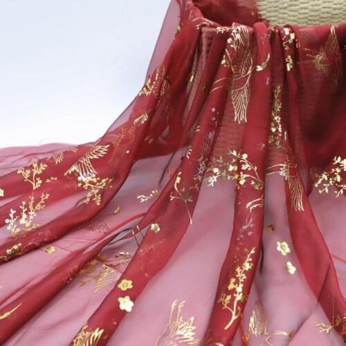 Bronzing chiffon fabric flower shiny fabric bronzed costume material DIY stage cosplay Dress 1Meter