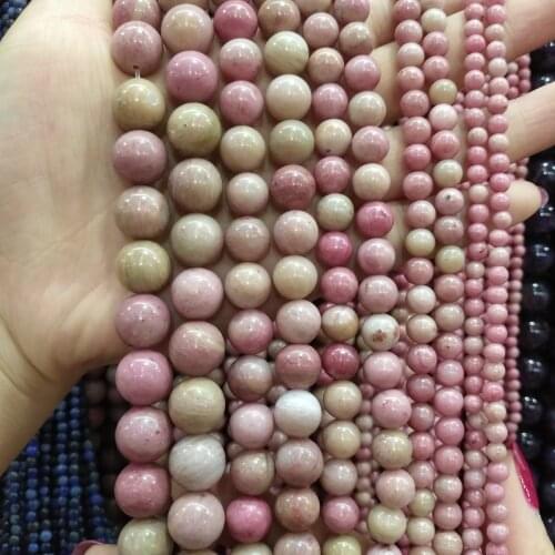 Natural Stone Beads New Rhodochrosite Stone 4/6/8/10/12mm Fashion Jewelry Loose Beads for Jewelry Making Necklace DIY Bracelet