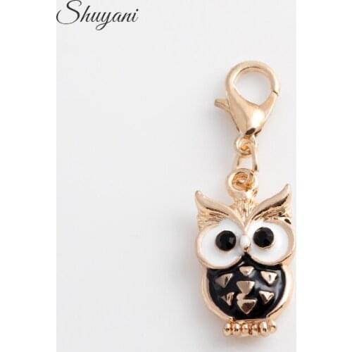 Hot Sale 20pcs/lot Black Floating Owl Dangle Charms Fit Floating Cheap Locket Free Shipping CM512