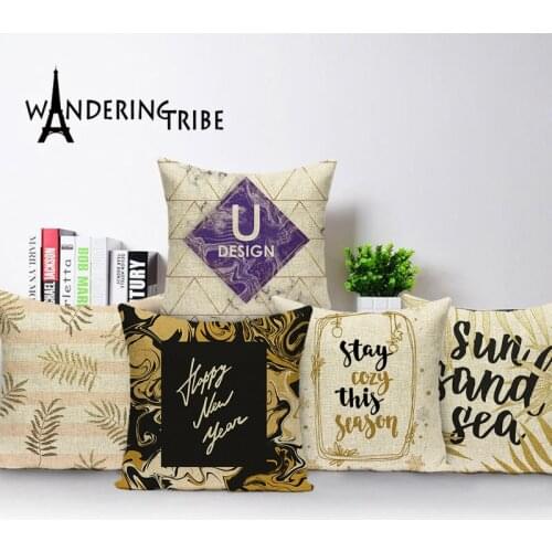 Letter Alphabet Decoration Throw Pillow Covers Nordic Cushion Decor Cushions Cover Personalized Pillow Case Leaf Linen Kissen