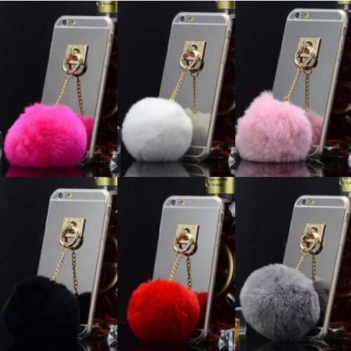 For Samsung S20 Ultra S10 S9 S8 Plus Note20 Ultra N10 Case Fundas Rabbit Fur Ball Tassels Metal Ring Cases Soft TPU Mirror Coque