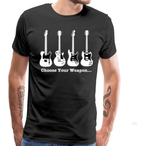 Choose Your Weapon T-shirt Men Band Tees Electric Guitar Print Tops T Shirt Simple Hip Hop Streetwear 100% Cotton Fabric Camisa