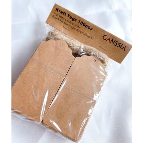 With cord) 4.5x9.5cm Kraft paper tags Label Hang tag Bookmarks (aa-510)