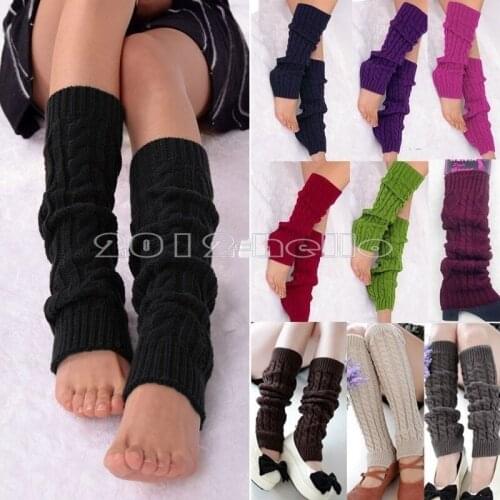 Fashion Leg Warmers Women Solid Warm Knee High Elastic Winter Knit Solid Crochet Leg Warmer Socks Warm Boot Cuffs Long Socks
