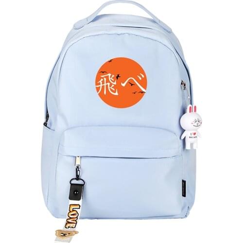Haikyuu Karasuno VBC Anime Mini Bookbag Hinata Shoyo School Bags Small Girls Travel Backpack Pink Kawaii Rabbit Shoulder Bags