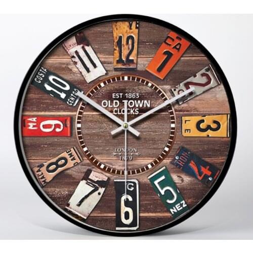 Country Retro Wall Clock Nostalgic Creative Industrial Style Living Room Cafe Bar Personality Clock