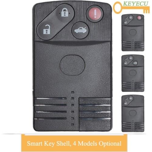 KEYECU Smart Card Remote Car Key Case Shell for Mazda 5 6 CX-7 CX-9 MX-5 Miata RX-8, Fob 2/ 3/ 4 Buttons With Uncut Insert Blade