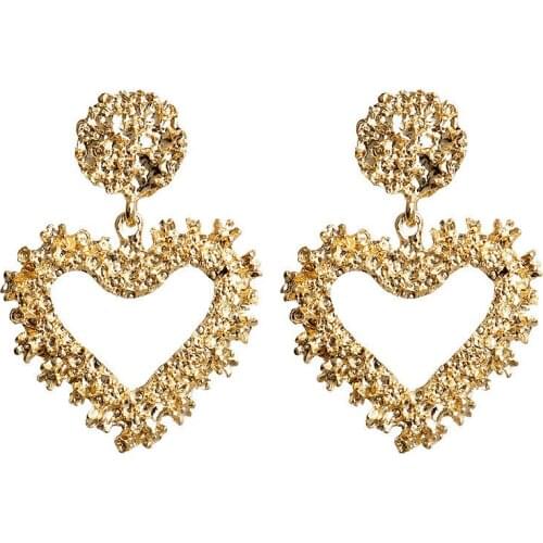 Korean Metal Scrub Heart drop earring for woman girls Gold Sliver korean beautiful Dangle earrings fashion Accessories 2019 New