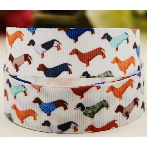 22mm 25mm 38mm 75mm Dog Cartoon pattern printed Grosgrain Ribbon party decoration 10 Yards X-03974