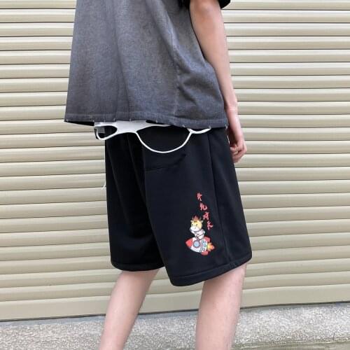 Summer Fashion Casual Mens Sports Shorts Streetwear Fashion Printed Mens Jogger Pants Sports Shorts Black/White Short Pants