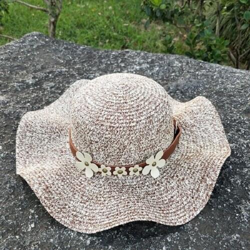 CANZE Summer Ladies Sun Hat Sunscreen Beach Hat Foldable Sandal Hat Outdoor Shade Flower Straw Hat