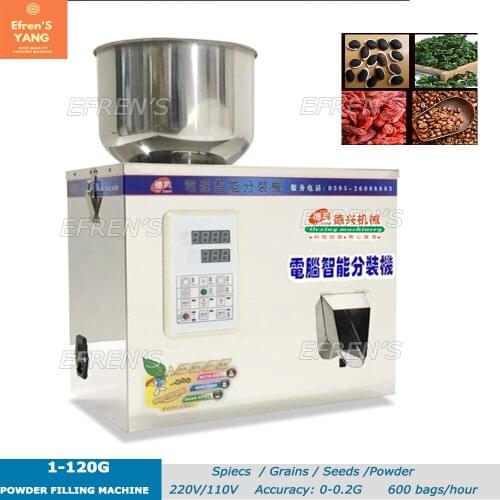 Powder Filling Machine 120g Automatic Powder Filler Machine 10-20 Bags/Min Particle Weighing and Filling Machine for Beans Rice