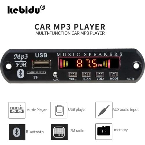 Kebidu MP3 Player Decoder Board Bluetooth Receiver FM Radio TF USB 3.5 mm AUX Module Car kit Audio for Xiaomi MI for IPhone 8 XS