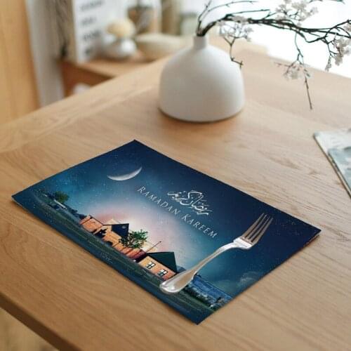 Muslim Ramadan Decoration For Home EID Linen Mats Eid Mubarak Decoration Muslim Mosque Decorative Supplies Baby Shower Decor Mat