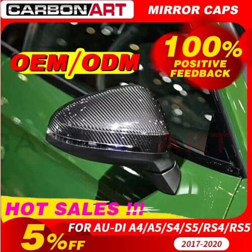 Real Carbon Fiber Rear View Mirror Caps For A4 A5 S4 S5 RS4 RS5 B9 Carbon fibre Mirror Cover Replacement 2017 2018 2019 2020
