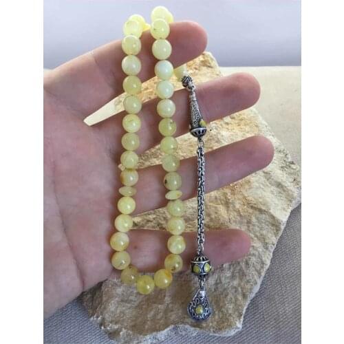 Genuine Drop Poland Amber Original Amber Ottoman Turkey Handwork Sphere Cut 925 Sterling Tassels Rosary Misbah Zikr