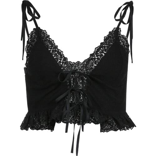 New Hot Sale Women Fashion Solid Color Camisole Sexy V-neck Front Lace-Up Exposed Navel Suspender Tops Clubwear Wholesale