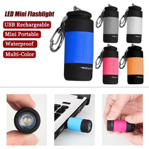 Portable Outdoor Camping LED Light Battery Built-In Flashlight USB Rechargeable Waterproof Keychain Hiking Torch Lamp Lights