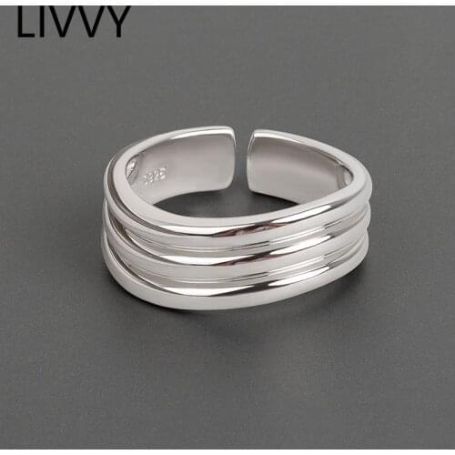 LIVVY Charm Korean version Silver Color Minimalist Irregular Ring For Women Arc Concave Wide Gold Color Jewelry Gift