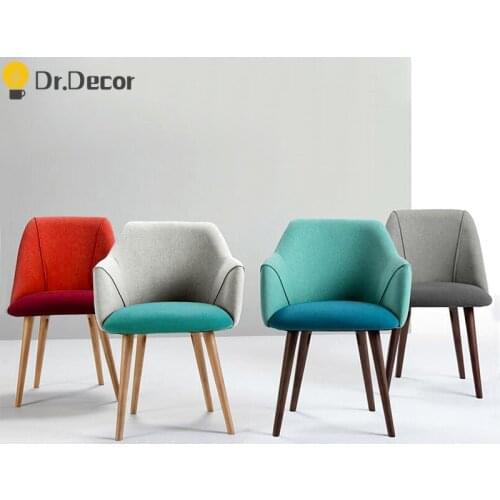 Nordic Wooden Fabric Chair Restaurant Dining Upholstered Chair Living Room Kitchen Cafe Dining Chairs Home Art Set of Chairs