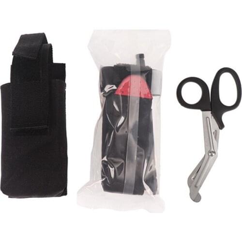 CAT tactical tourniquet + MOLLE system emergency medical kit + small tactical EMT medical scissors set