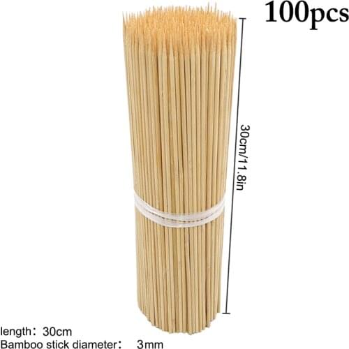 100PCS/Set Disposable Bamboo Fork Natural Long Food Skewer Sticks Kebab Skewers For Grill Barbecue BBQ Tools Kitchen Accessories