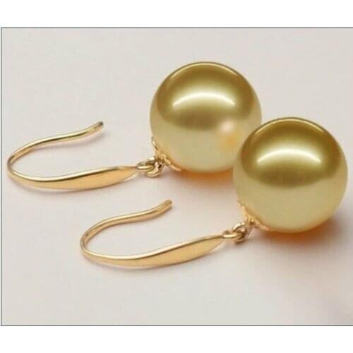 Wb001 10-11mm natural Australian south sea golden pearl earrings