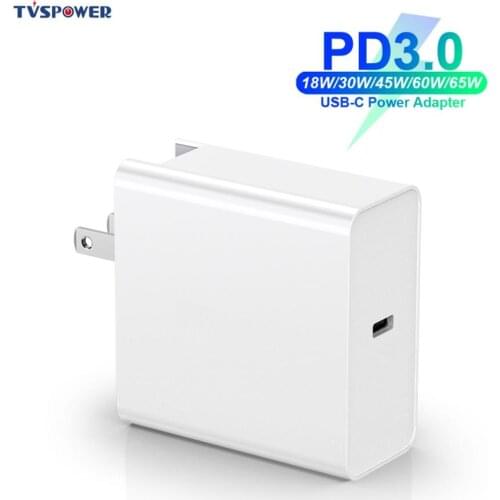 18W 30W 45W 60W 65W USB-C Power Adapter PD/QC3.0 Charger For xiaomi Huawei MacBook iPhone/iPad Pro s9/10 Type C Mobile Phone