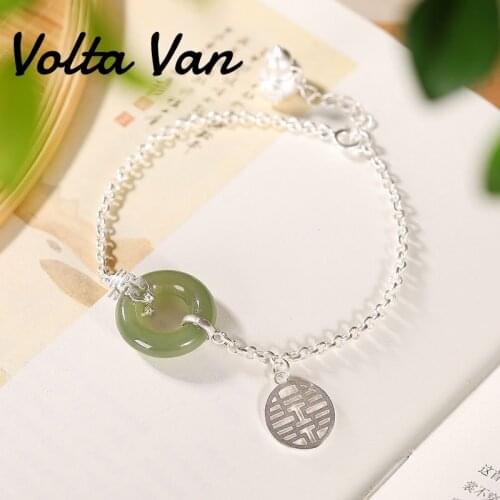 Volta Van 925 Sterling Silver Charm Bracelets Elegant 2021 New Natural Jade Vintage Gourd Concise Women Bracelets Fine Jewelry