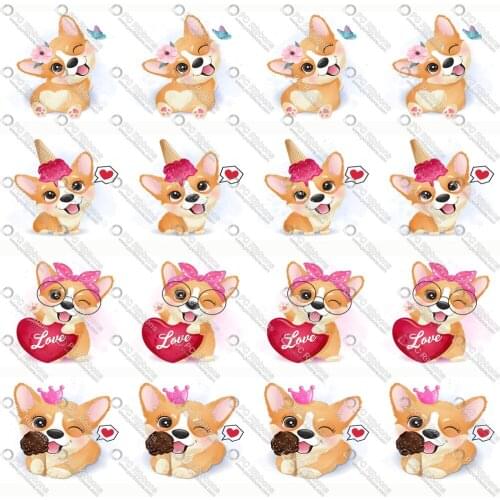 1-1/2" Cartoon Cute Corgi Dog Printed Custom Design Ribbons for DIY Crafts Hair Bow 3" Lanyard/Satin /Grosgrain Ribbon CA227