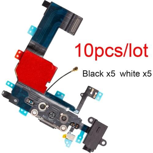 10pcs/lot USB Charging Port Dock Connector Flex For iphone 5 5s SE 2020 6 6s 7 8 plus 4.7"&5.5" X XR XS MAX With Mic Repair Part