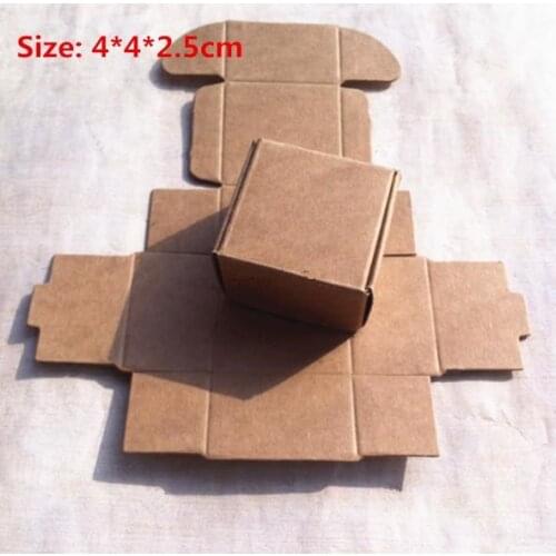 100pcs/lot-4*4*2.5cm Kraft Paper Party Box Smart Little Sized Craft Gift Fastener Ear Ring Storage Candy Package Aircraft Boxes