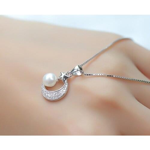 2019 Pearl Necklaces for Women Jewelry Simple Moon Star Pendants Silver Color Choker Necklace Ethnic Girlfriend Gift