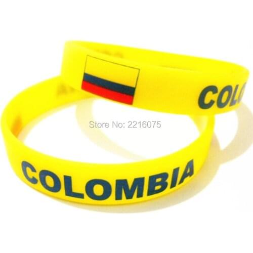 300pcs Yellow Flag Colombia wristband silicone bracelets free shipping by DHL express