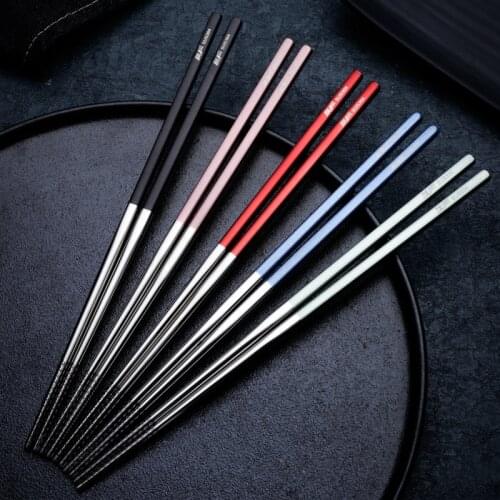 5 Pairs Chopsticks Stainless Steel Chinese Gold chopsitcks Set Black Metal Chop Sticks Set Used For Sushi Dinnerware