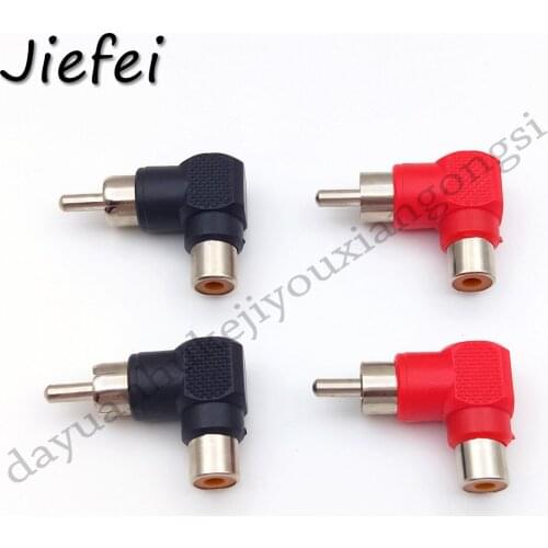 50pcs New RCA Connector Plug Adapters Male to Female 90 Degree Right Angle Connector 2color(red and black)