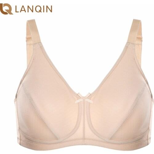 Womens Cotton Mastectomy Bras Full Coverage Wire-Free Unlined Pockets Bra Plus Size