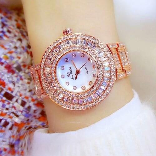 Top Brand Diamond Womens Watch Elegant Big Dial Waterproof Quartz Crystal Watch for Wife Christmas Gift Clock Montre Femme