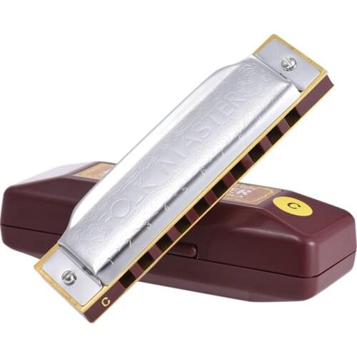 Suzuki Harmonica 1072-C Folkmaster Standard 10-Hole Diatonic Harmonica Key of C 20 Tone for Beginner Student