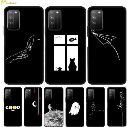 Honor X10 Max 5G Mobile Phones Cases HonorX10 X 10 5G Silicone Cover Coque Black TPU Paint Queen Deer Love Design Fundas X10Max