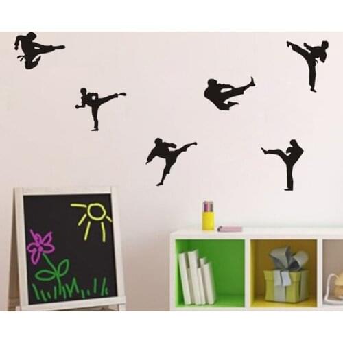 Interesting Karate Martial Silhouette Set of Six / Wall Art Vinyl Decal Stickers Decor