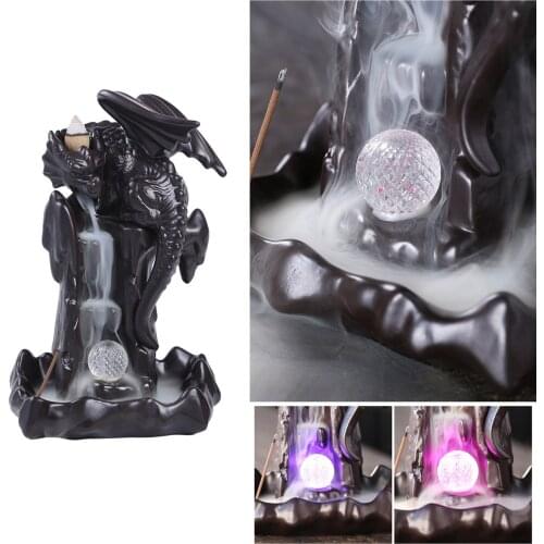 Ceramic Smoke Backflow Incense Burner Nordic Pterodactyl LED Lamp Backflow Stove Ornaments Gifts and Crafts