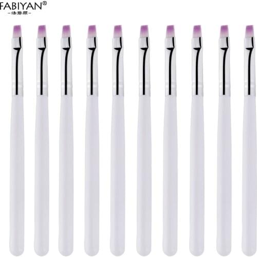 Acrylic UV Gel Polish Extension Nail Art Painting Brush Flat Head Drawing Pen Tips Manicure DIY Salon For Decorations 10Pcs