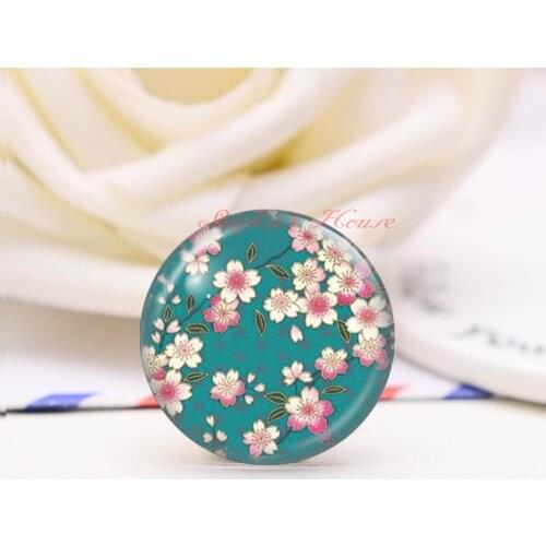 Handmade Round Flower photo glass Cabochons, Jewelry Finding Cameo Pendant Settings, (F1554-9885)