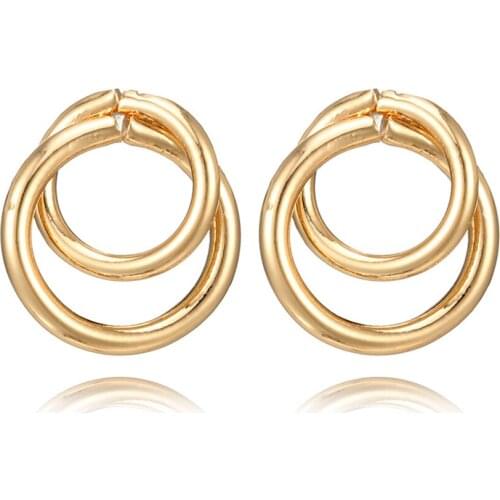 Harajuku Round Alloy Stud Earring Double Circle Ear Stud Brincos Earring Fashion Jewelry Accessories For Women